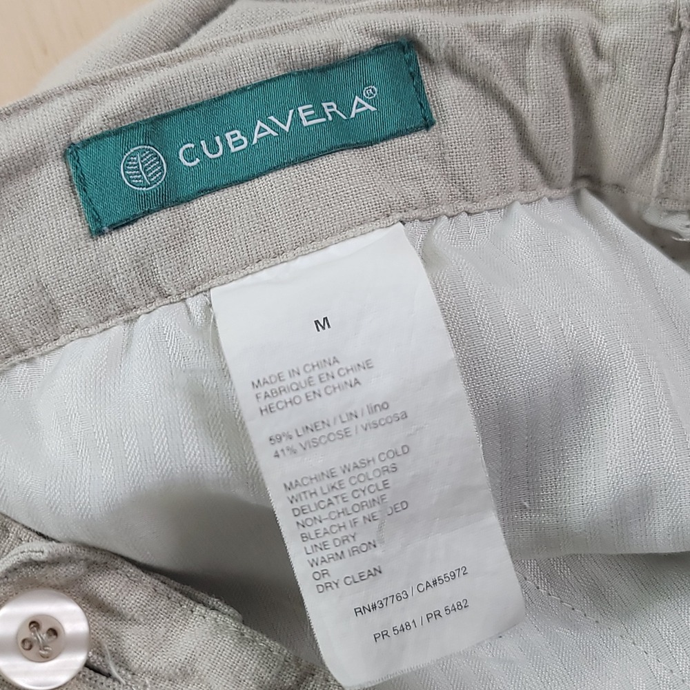 Cubavera Linen Blend Pants Mens 31x26 Beige Good Casual Drawstring Flat Front - Picture 4 of 5